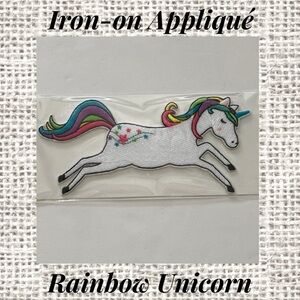 Peel & Stick / Iron-On Fabric Applique UNICORN Rainbow Mane Tail embroidered New
